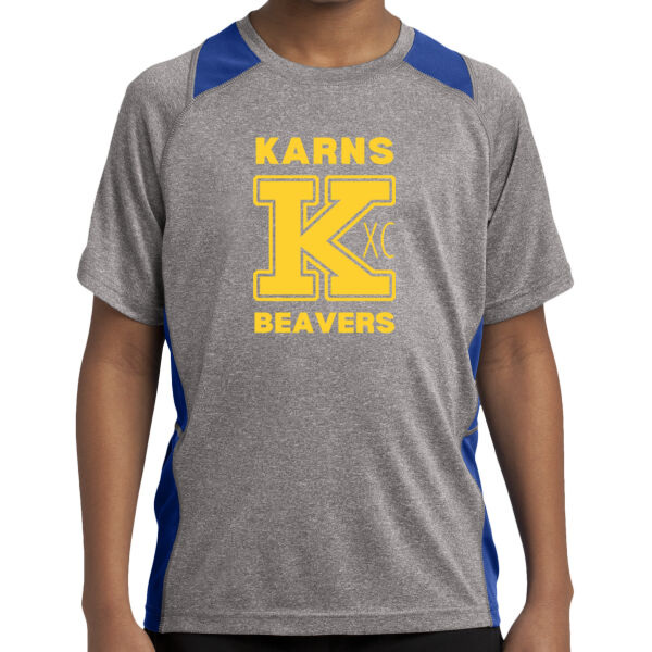 Karns  Beavers Printed - Youth Heather Colorblock Contender  Tee Thumbnail