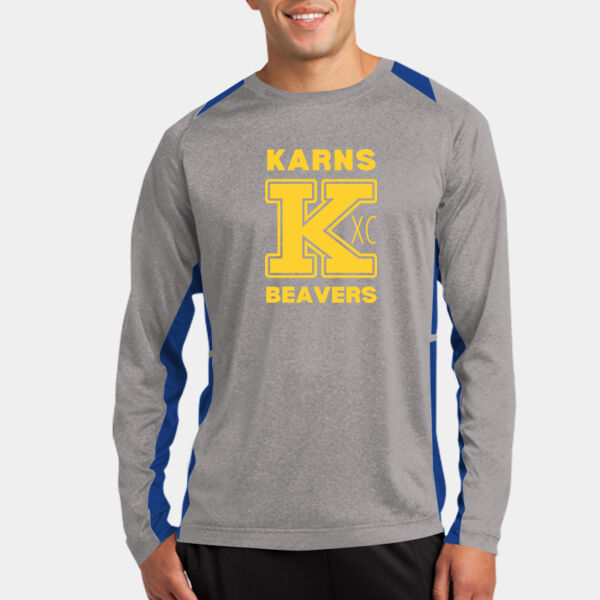 Karns  Beavers Printed - Long Sleeve Heather Colorblock Contender  Tee Thumbnail