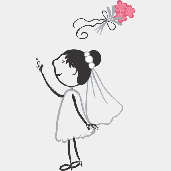 Cartoon Wedding Bride Bouquet Toss 2 Thumbnail