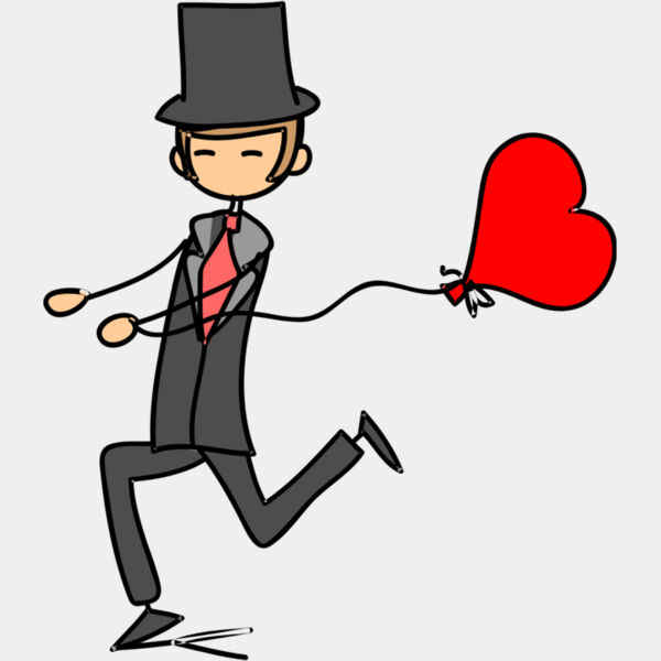 Cartoon Wedding Groom Heart Balloon 1 Thumbnail