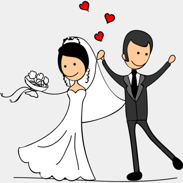 Cartoon Wedding Groom Bride Holding Hands 5 Thumbnail