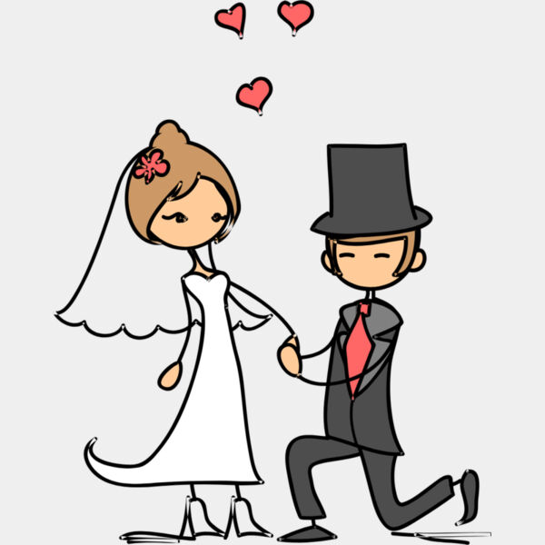 Cartoon Wedding Groom Bride Proposal 4 Thumbnail